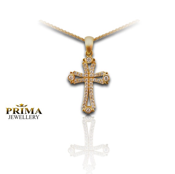Nouveau 18 Carats Pendentif Croix de Malte or Jaune Taille Diamant 4 Différentes