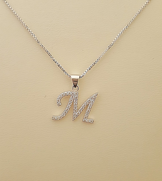 Sterling Silver Initial M Necklace by Philip Jones Jewellery