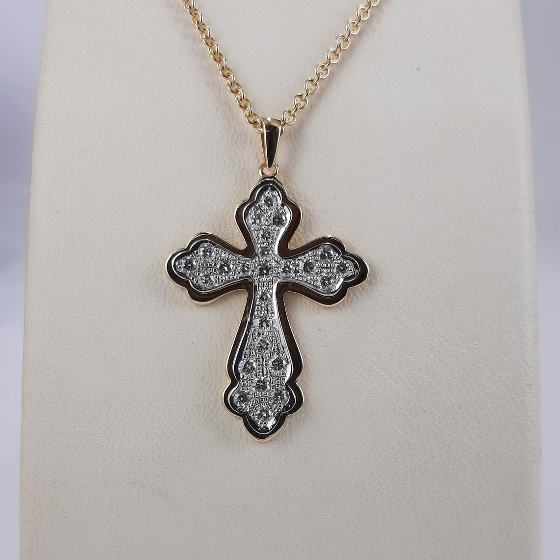 Orthodox cross necklace 18k gold and diamonds Etsy