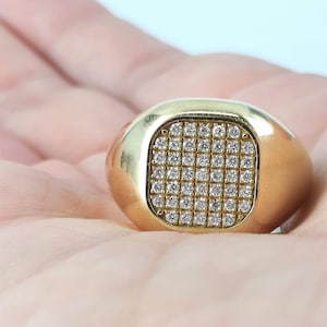 18K yellow gold ring | Men&#39;s diamond ring gold | Men&#39;s ring | Diamond ring | Engagement ring | Anniversary ring | Handmade Gold ring |