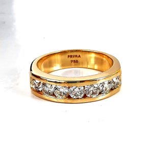 2.10 CT 7 diamond ring for man | 18k yellow gold men&#39;s diamond ring | Handmade diamond wedding ring for man | unique gift for dad