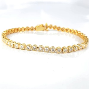 18K yellow gold Luxury 2.85 ct weight diamond tennis bracelet - Diamond eternity bracelet - Mother&#39;s day present