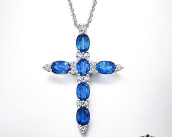 クラシッククロスサファイアホワイトゴールド14K-18Kホワイトゴールド