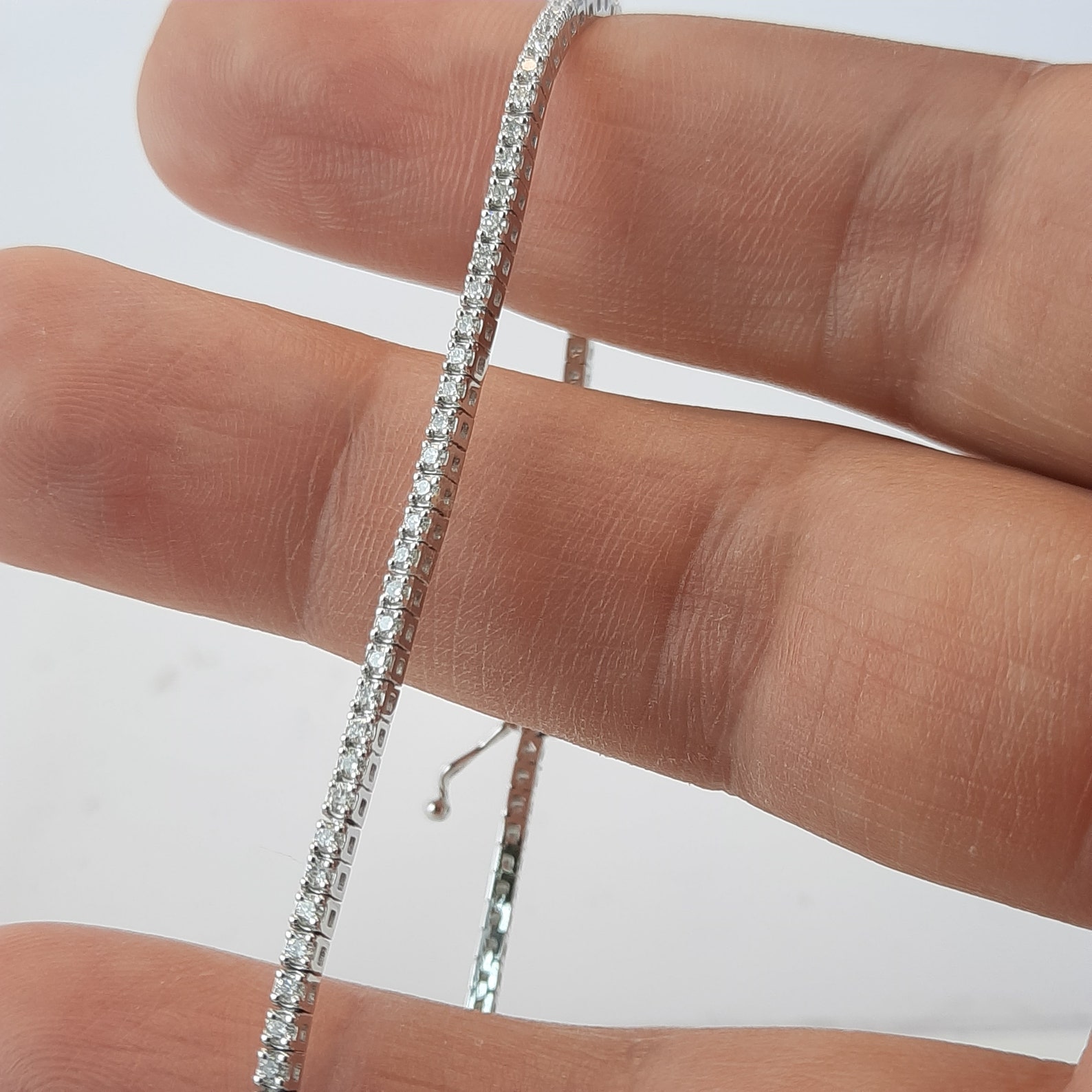 1.20 ct. w total 98 natural diamonds thin tennis bracelet in Etsy