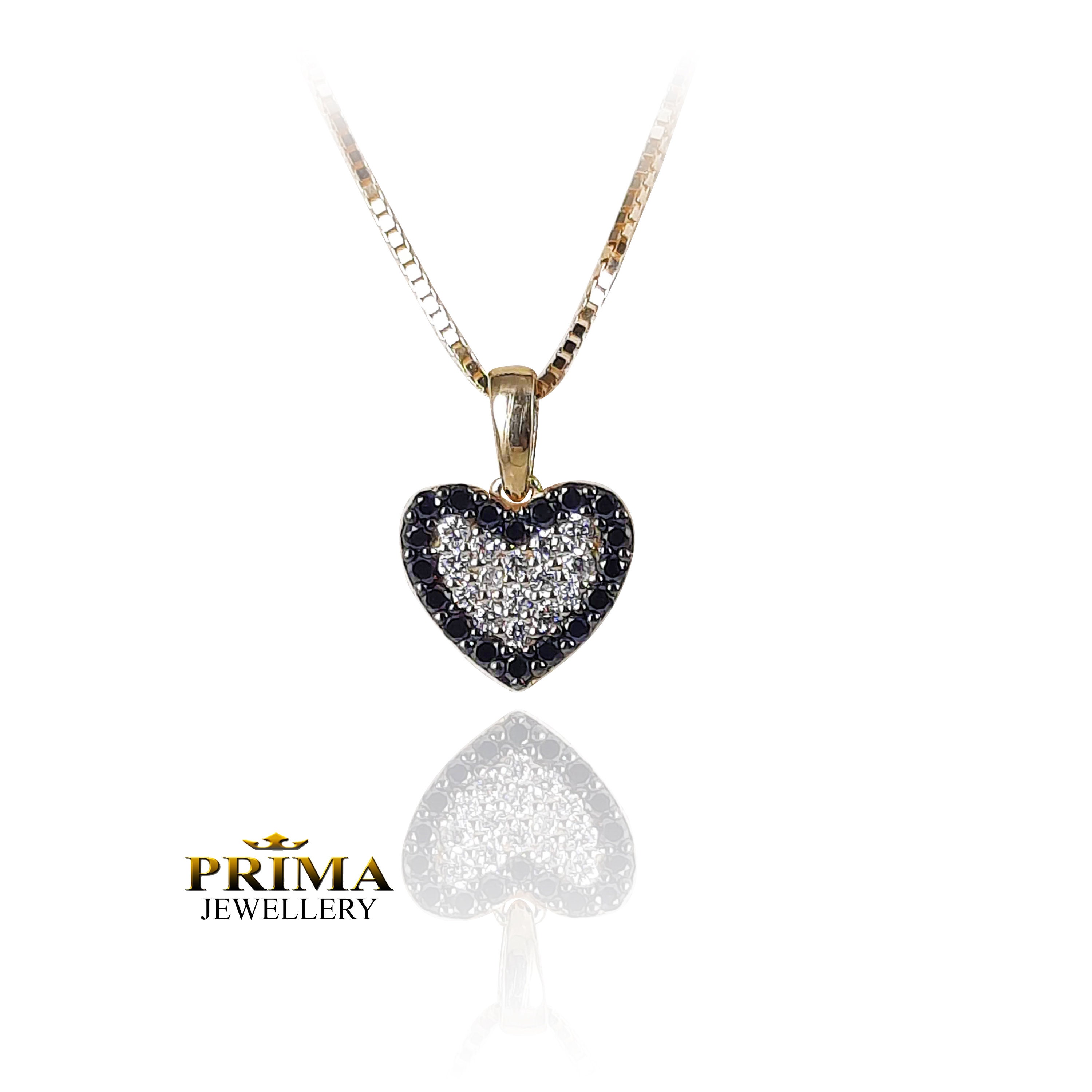 Buy Delicate Heart Necklace With Black Diamonds / 14k Yellow Gold Heart  Pendant / Diamond Heart Charm / Mothers Day Gift Online in India - Etsy