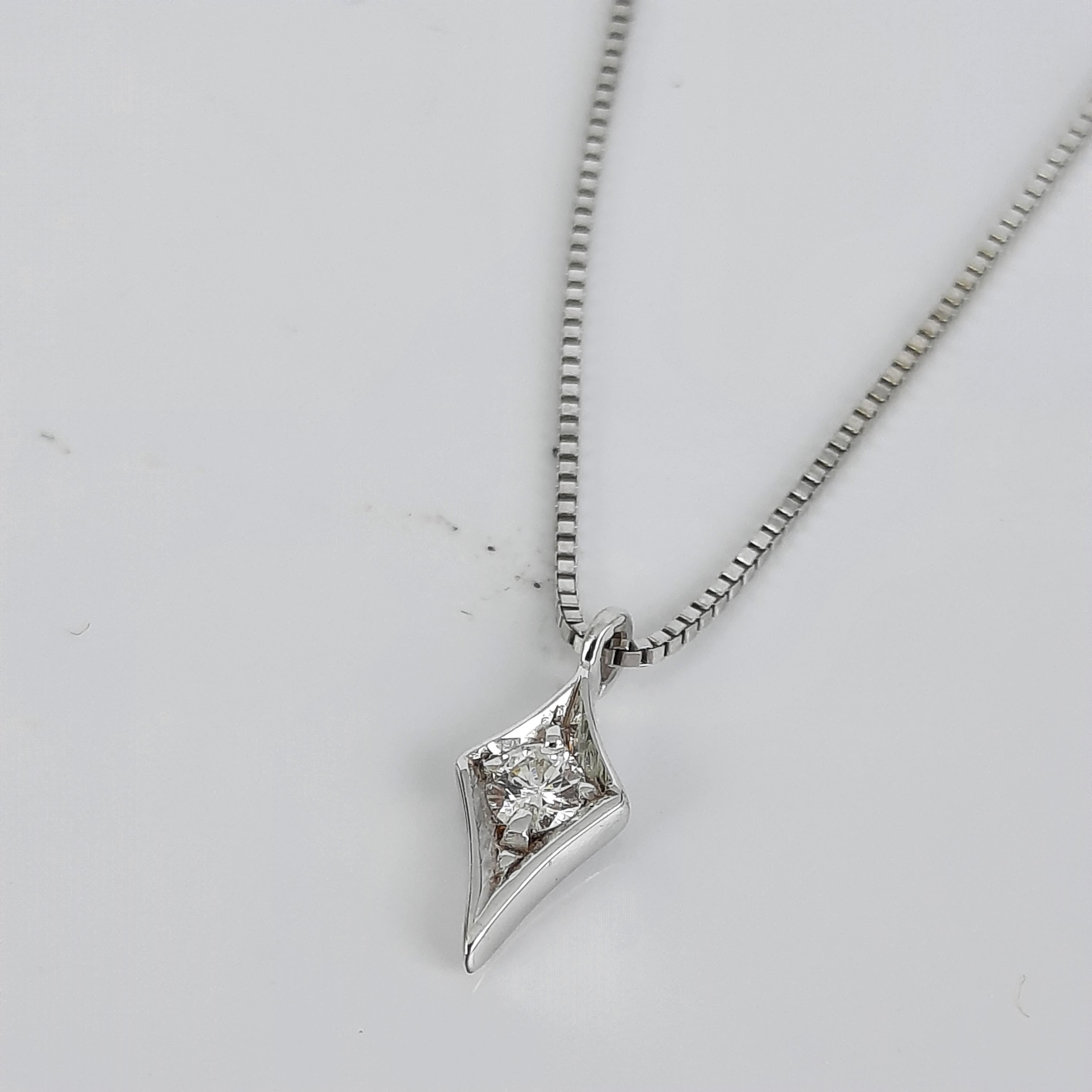 Tiny diamond pendant necklace in white gold small diamond Etsy