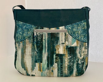Classy tote:  Large teals cork and cityscape
