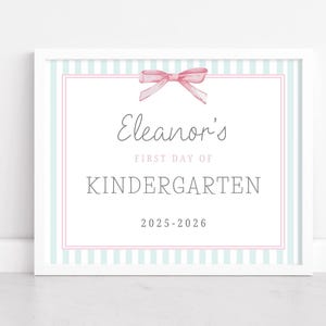 Editable First Day of School Sign, Pink Bow, Canva Template (Digital Download)
