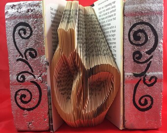 Origami-Book Folding Pattern-Wedding Heart Rings-131 Folds-Anniversary Gift-Free Heart Pattern-Book Lovers Gift