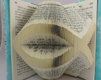 Origami Book Folding Pattern DIY Christian Fish Symbol 250 Folds with Free Heart Pattern Folded Book Art