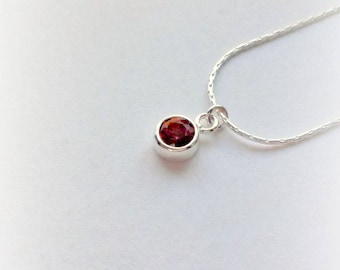 Sterling Silver Garnet Necklace, Garnet Pendant, Gifts for Her, January Birthstone, Easter Gifts, Gemstone Jewellery, Minimalist pendant,