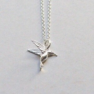 Sterling Silver Hummingbird Necklace, Hummingbird Pendant,  Gifts for her, Gifts under 25, Bird Necklace, Silver Necklace, Easter Gifts
