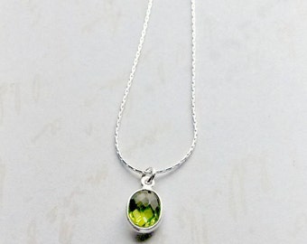 Peridot Necklace, Sterling Silver Peridot Pendant, August Birthstone, Gifts for Her, Gifts under 25, Peridot Gemstone