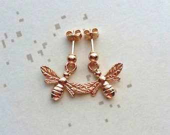 Rose Gold Bee Stud Earrings