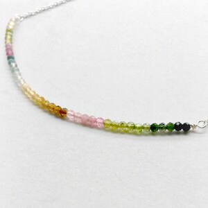 Tourmaline Necklace, Rainbow Tourmaline, Gemstone Bar Necklace, Gifts for Her, October Birthstone, Layering Necklace , Mother's Day gifts image 5