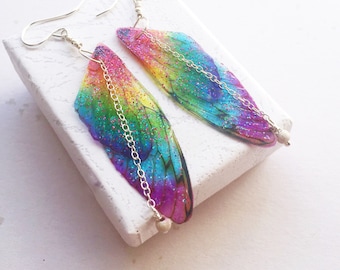 Rainbow Fairy Wing Earrings , Pride Earrings , Gifts under 25,   gifts for LGBT, Gifts for Keyworker, Gay Pride, Festival Earrings