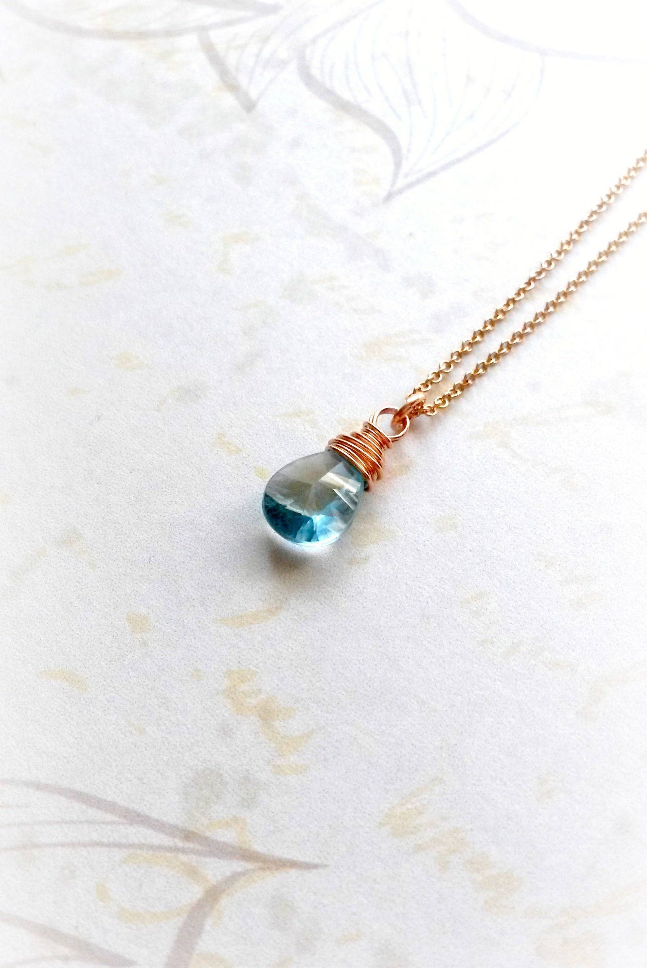 Blue Topaz Necklace Topaz Pendant Rose 