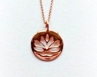 Rose Gold Lotus Necklace, Gold Buddhist Pendant, Gifts for Her, Gifts under 25, Valentine's gifts for Her, Yoga Gifts