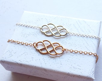 Rose Gold or Sterling Silver Celtic Love Knot Necklace.