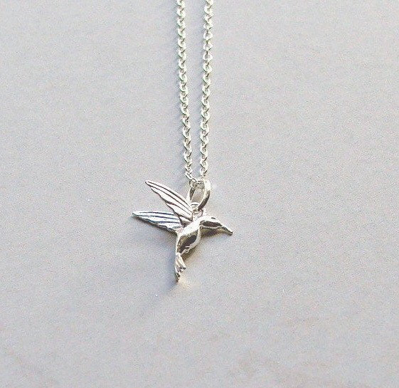 Elegant Sterling Silver Hummingbird Pendant Necklace