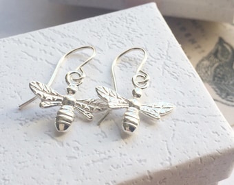 Bee Earrings, Sterling Silver Earrings, Bee Jewellery, Bridesmaids Gifts, Gifts for Her, Gifts under 25, Mother's day Gifts