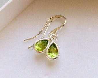 Dainty, Sterling Silver Peridot Earrings, August Birthday, August Birthstone , Gifts for her, Gemstone Earrings, Mother's Day Gifts