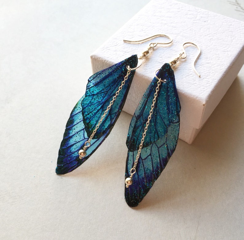 Summer Earrings, Sky Fairy Wing Earrings, Fairy Wings, Blue Fairy Wing Earrings, Mother's Day Gifts, gifts for her, Festival Earrings 