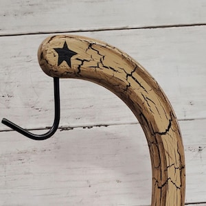 Primitive Wood Banana Tree Crackle Painted Tan Black Stars or Choice of Colors