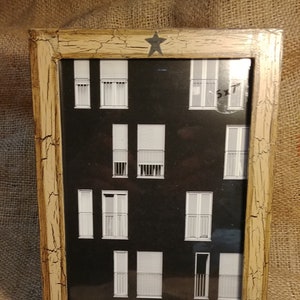 Primitive Picture Frame 5x7 Crackle Painted with Star Rustic Photo Frame