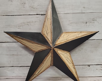 Metal Hanging Barn Star Crackle Painted in Choice of Colors Primitive Farmhouse Country Wall Decor