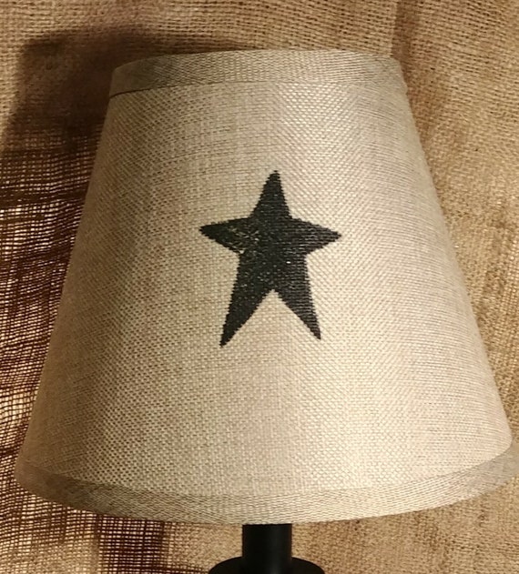 Primitive Le Panted Tan W Black Stars Wood Lamp Burlap Primitive Le Panted Tan W Black, Black Table Lamp With Burlap Shade