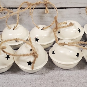 Jingle Bell Ornaments Set of 9  Heirloom White Jingle Bells  Christmas Jingle Bells