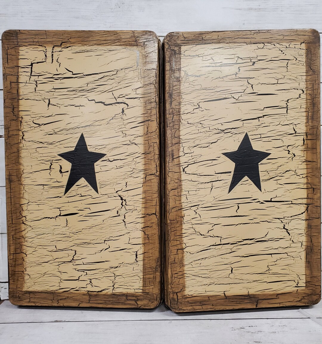 Gas Stove Rectangle Burner Covers Crackle Painted With Primitive Star