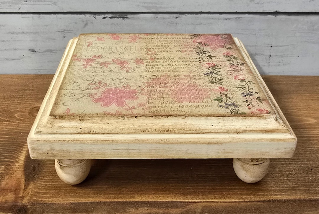 Shabby Chic Decoupage Square Wood Mini Riser|french Country Decor ...