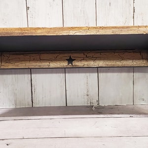 Primitive Wood Wall Shelf 23&quot; Crackle Painted with Star, many colors available