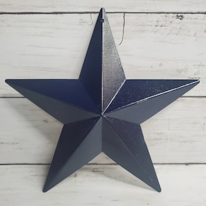 Barn Star Navy Blue 8&quot; Hanging Metal Farmhouse Decor