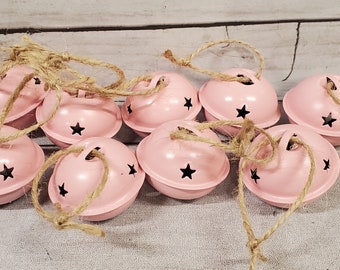 Jingle Bell Ornaments Set of 9 Pink Jingle Bells Christmas Jingle Bells