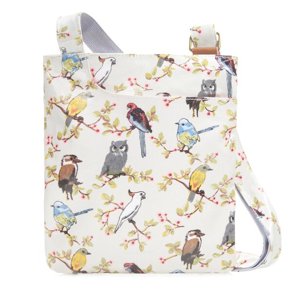 Oilcloth Crossbody bag - Australia Bird Cockatoo - Ladies Purse - Ladies Handbag- Travel Satchel - Oilcloth bag - Oil cloth bag- Cotton