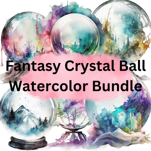 Fantasy Crystal Ball Watercolor Clipart Transparent Background