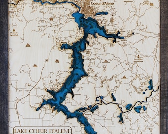 Small Coeur D' Alene 3D Wood Map