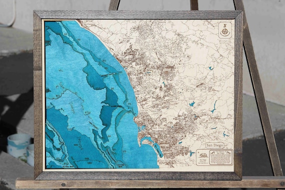 San Diego CA 3D Wood Map