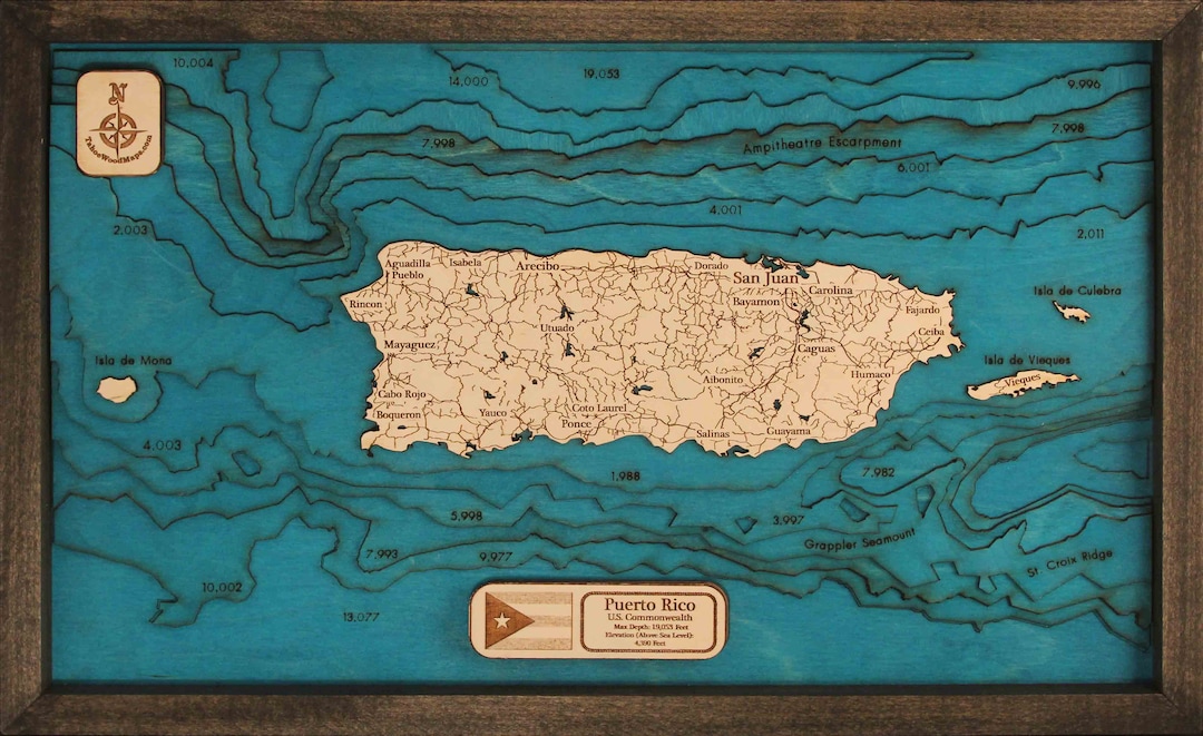 Puerto Rico 3D Wood Map - Etsy