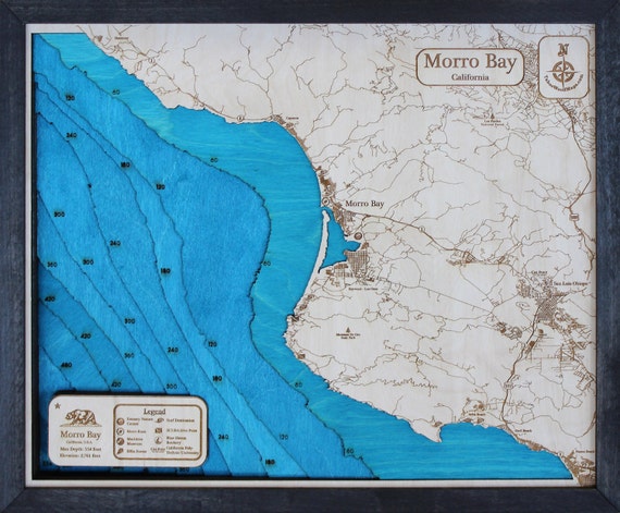 Morro Bay 3D Wood Map (20x16)