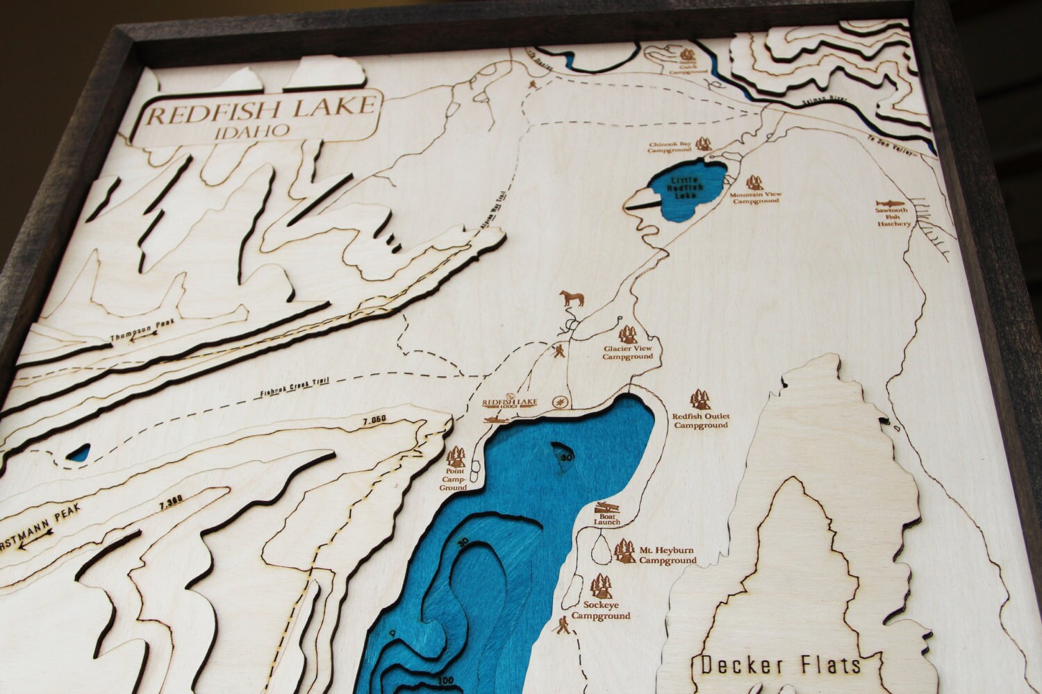 Large Redfish Lake 3D Wooden Map Etsy