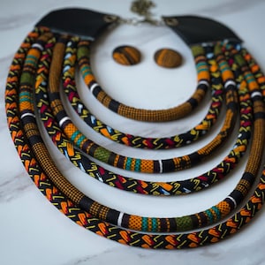 African Large Statement Necklace, African Waxprint