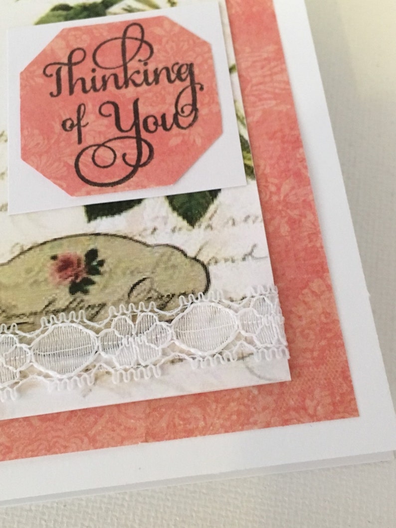 Handmade vintage Thinking of You card.  Etsy