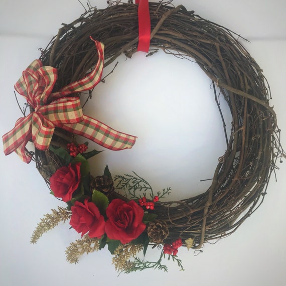 Grapevine Wreath with Hat and Bow Snowman Shape Wreath for Front Door Home Wall Decor White Artiflr 16 x 8 Inch Lighted Christmas Wreath Decoration