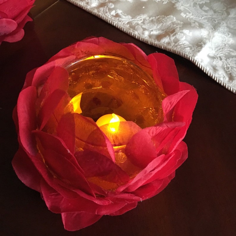 Rose petal centrepiece / rose petal candle holder Etsy