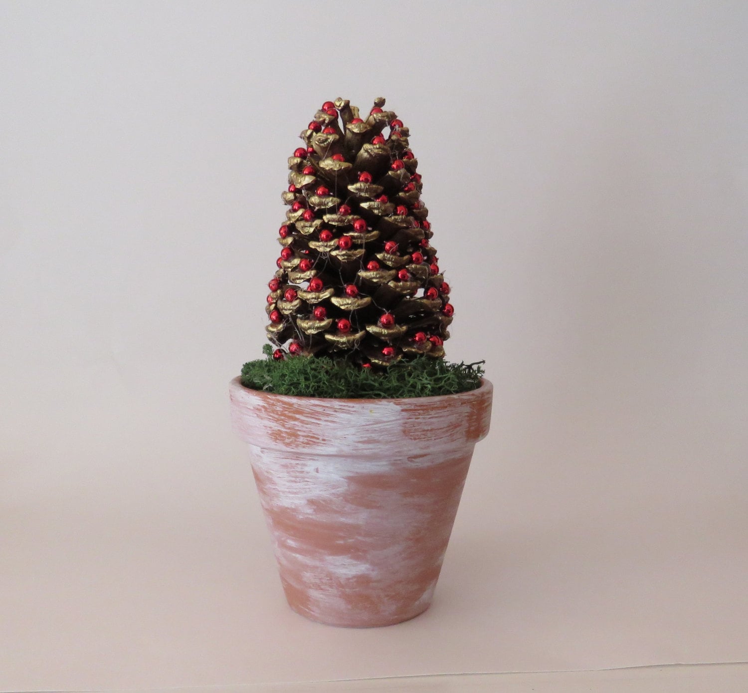 Pine cone Christmas trees in weathered terra cotta pot. Etsy