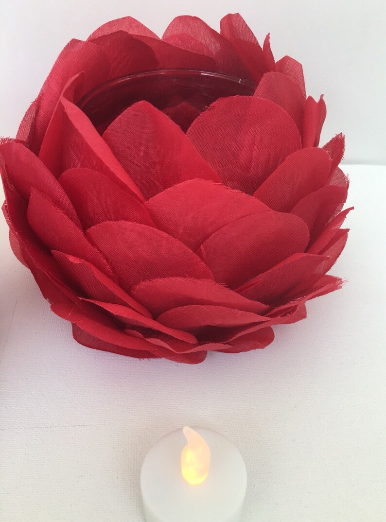 Rose petal centrepiece / rose petal candle holder Etsy